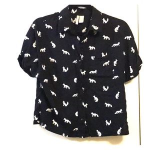 NWOT Fox Print Button Down